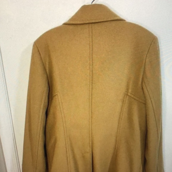 Charles Klein Tan Camel Double Breasted Wool Blend Mid Length Pea Coat - Picture 4 of 7